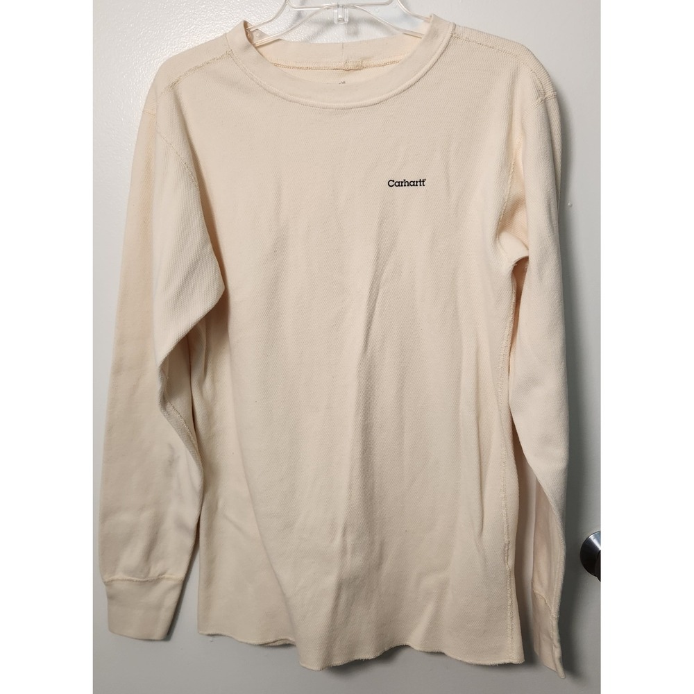 Carhartt Women's Ivory Thermal Knit Long Sleeve Crewneck Shirt Large‎ Tall